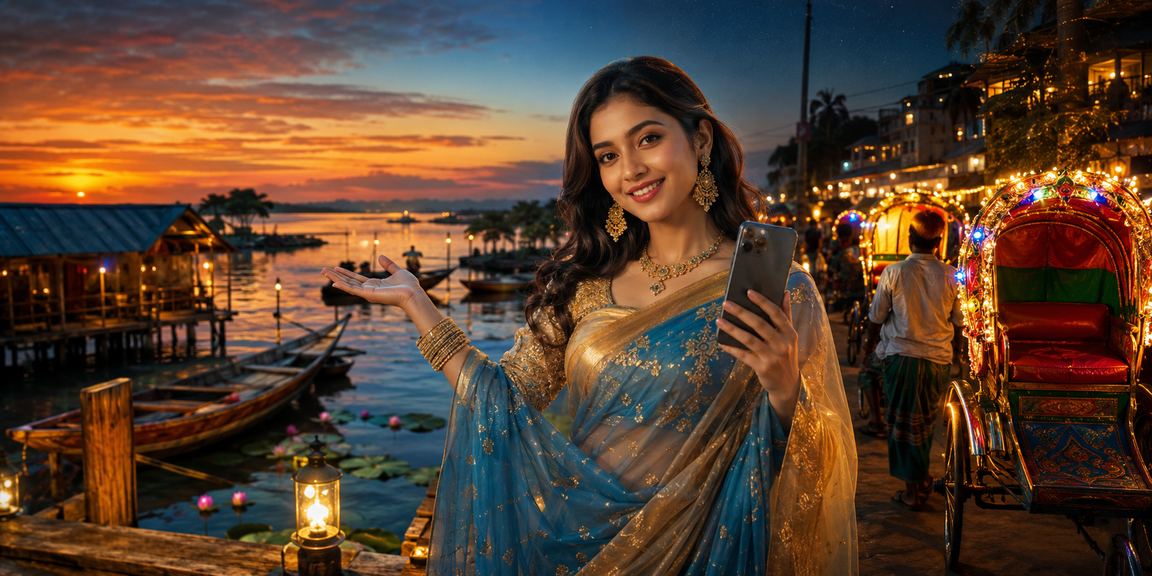 ঢাকায় ডিপোজিট বোনাস নিচ্ছেন একজন বাংলাদেশি নারী মোবাইলে